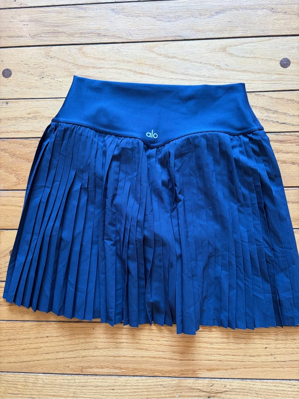 ALO Yoga Navy Pleated Circle Skater Skirt